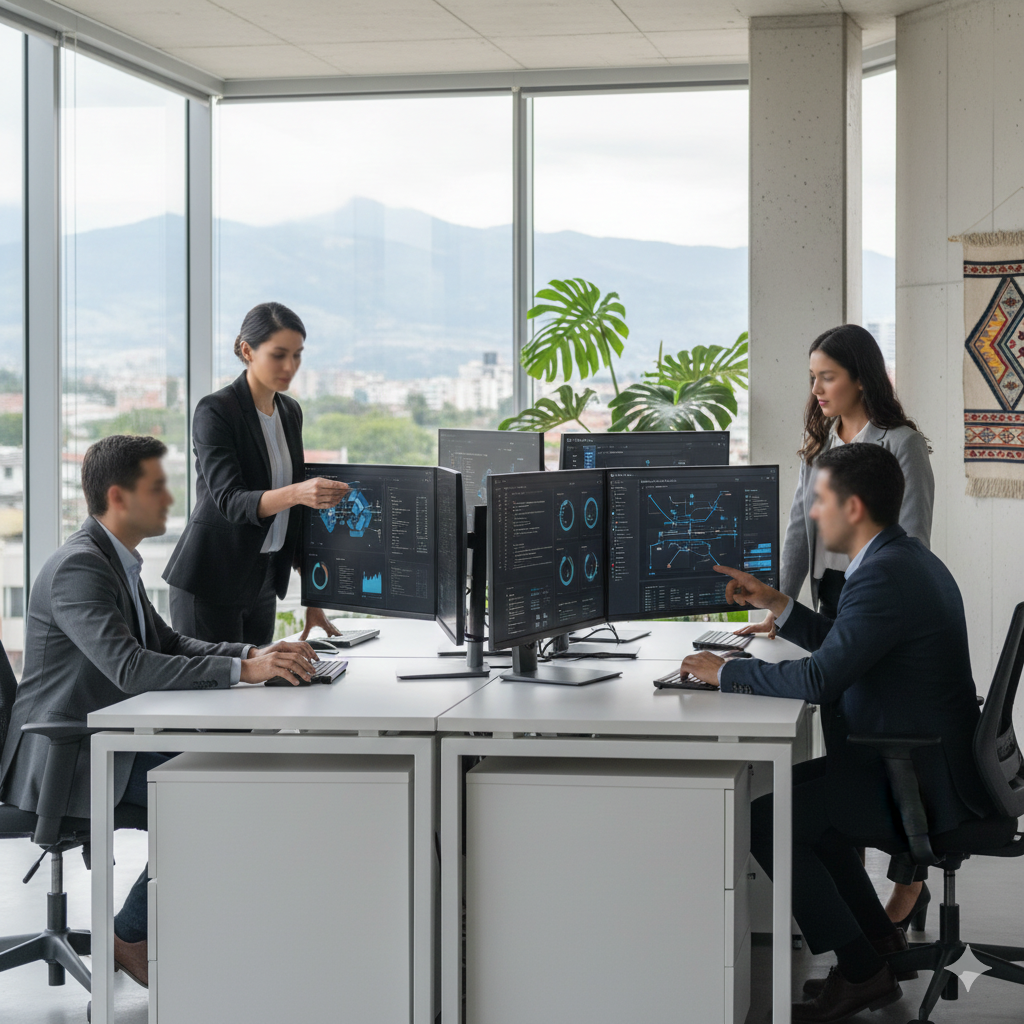 Equipo SOFTCORP desarrollando software a medida para empresas ecuatorianas